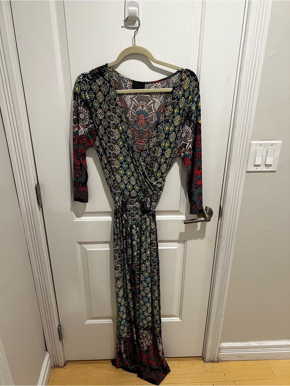 Tua Multicolor V-Neck Long Sleeve Maxi Dress